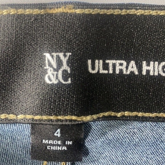 New York & Company Blue Ultra High-Waist Super Skinny Women's Jean Pants Size 4 - Picture 4 of 12